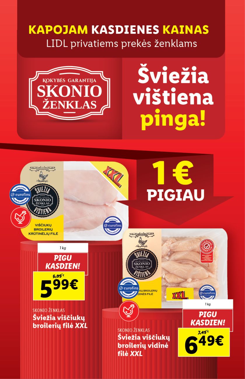 „Lidl“ tęsia kainų mažinimo lyderystę ir atpigina šviežią vištieną